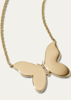 Sydney Evan14k Plain Butterfly Necklace w/ Diamonds