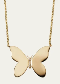 Sydney Evan14k Plain Butterfly Necklace w/ Diamonds