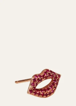 Sydney Evan14k Rose Gold & Ruby Lips Single Stud Earring