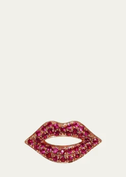 Sydney Evan14k Rose Gold & Ruby Lips Single Stud Earring