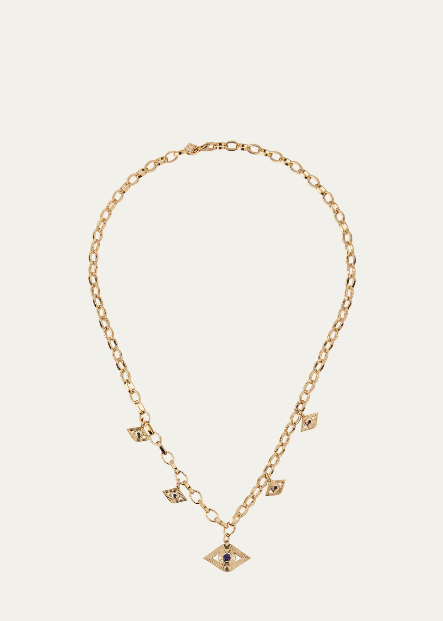 Sydney Evan14K Sapphire Fluted Evil Eye Charm Necklace