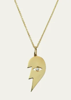 Sydney Evan14k Split Heart Evil Eye Pendant Necklace, Left
