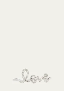 Sydney Evan14k White Gold Diamond Love Script Ring, Size 6.5