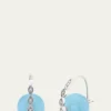 Sydney Evan14K White Gold Diamond Marquise Eye on Aquamarine Earrings, 12mm