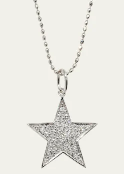 Sydney Evan14k White Gold Medium Diamond Star Necklace