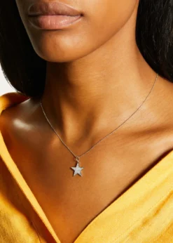 Sydney Evan14k White Gold Medium Diamond Star Necklace
