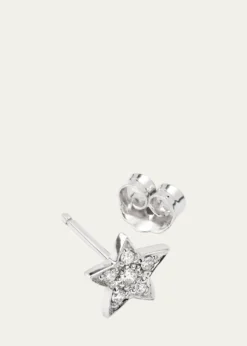 Sydney Evan14k White Gold Pave Star Stud Earring, Single
