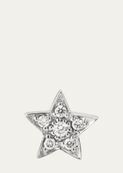 Sydney Evan14k White Gold Pave Star Stud Earring, Single