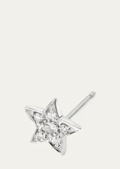 Sydney Evan14k White Gold Pave Star Stud Earring, Single