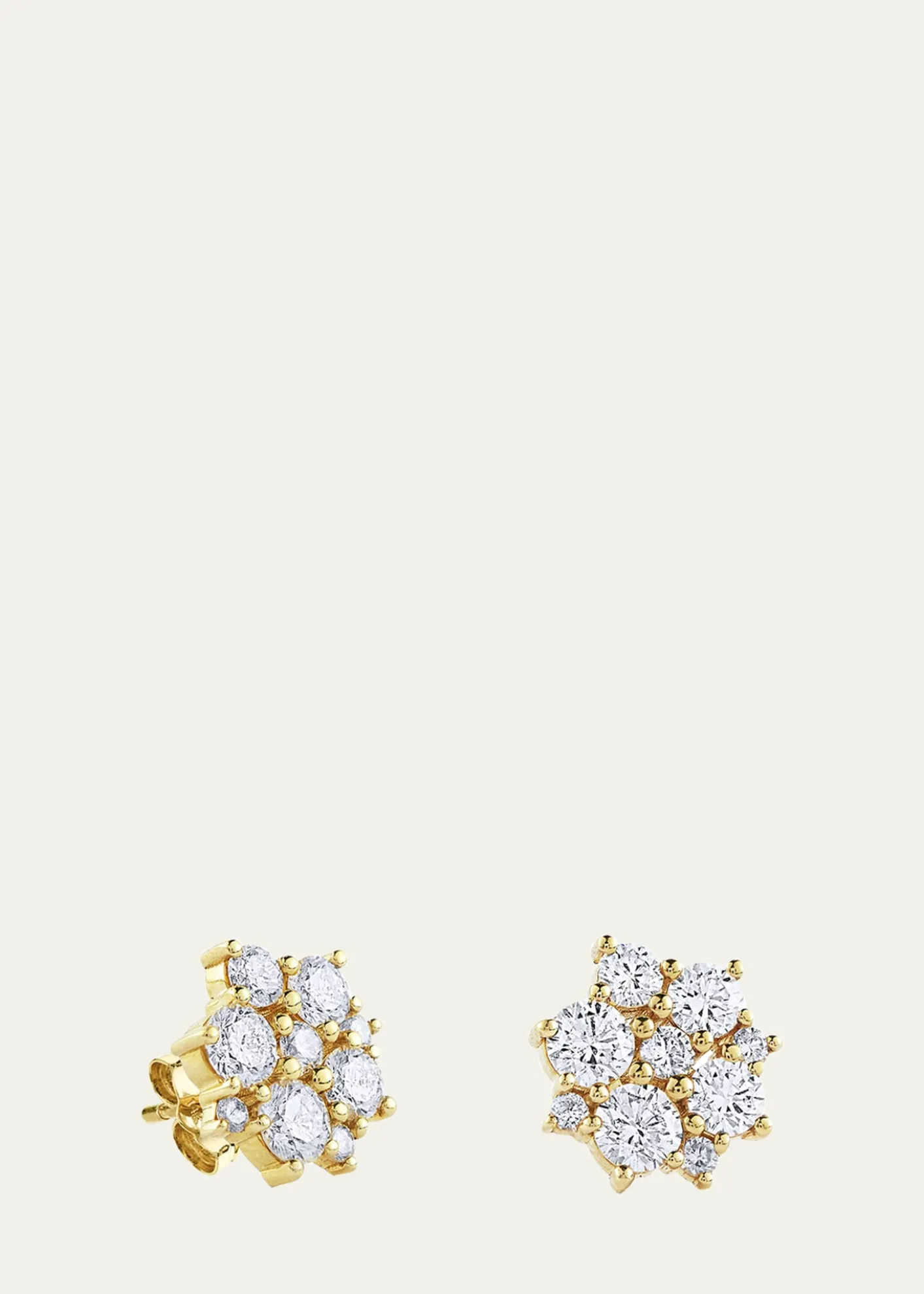Sydney Evan14K Yellow Gold Cocktail Disco Diamond Stud Earrings