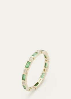 Sydney Evan14K Yellow Gold Diamond and Emerald Eternity Ring