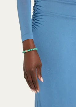 Sydney Evan14K Yellow Gold Diamond Marquise Eye Candy Wrapper Bead on Green Turquoise Bracelet
