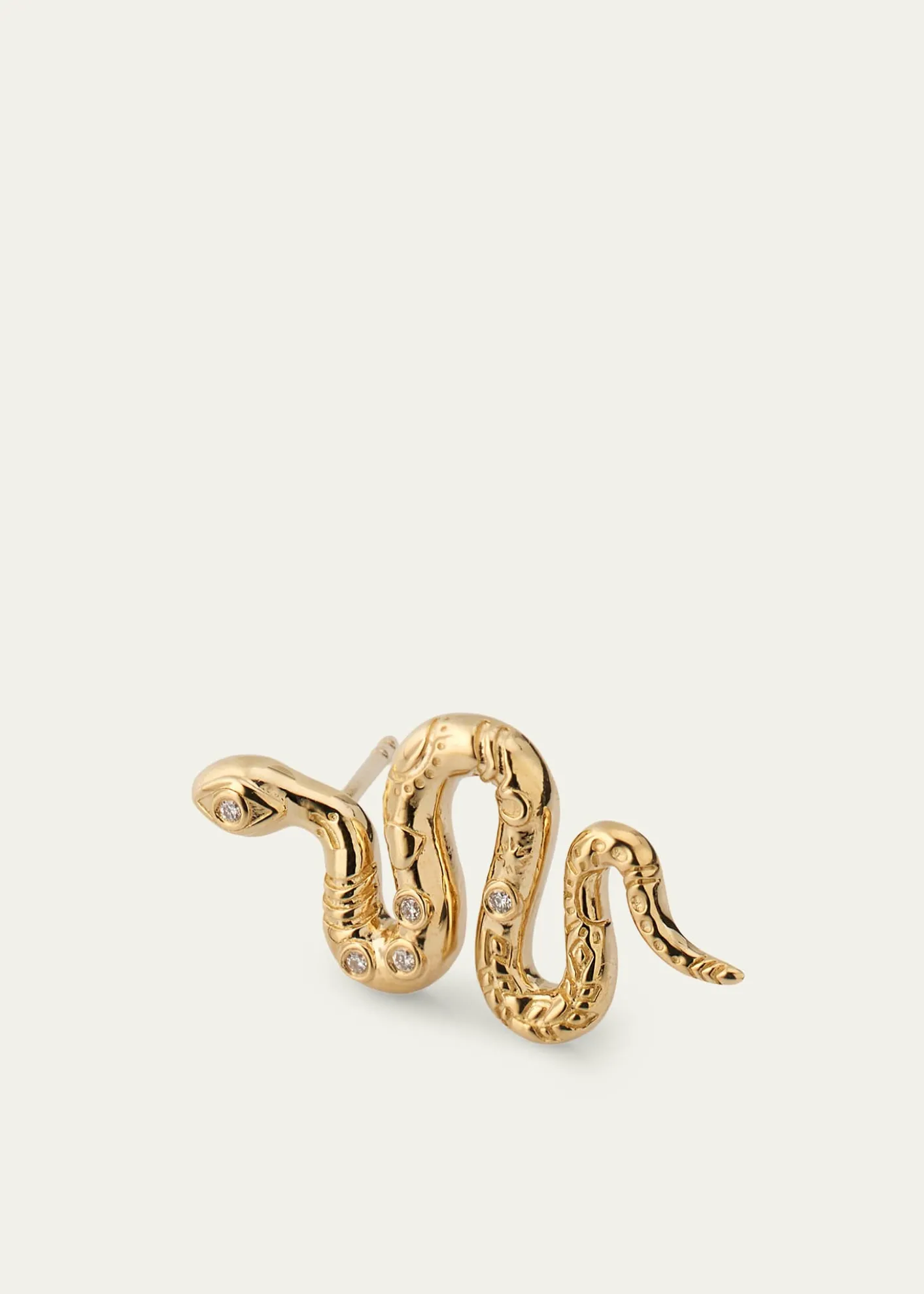 Sydney Evan14K Yellow Gold Diamond Snake Stud Earring, Single