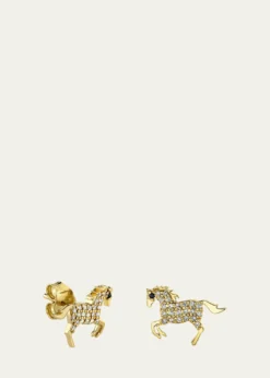Sydney Evan14K Yellow Gold Diamond Horse Stud Earring, Single (Left)
