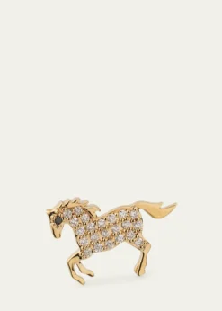 Sydney Evan14K Yellow Gold Diamond Horse Stud Earring, Single (Left)