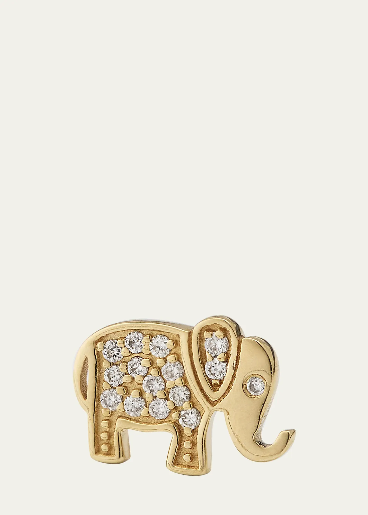Sydney Evan14k Yellow Gold Diamond Elephant Stud Earring, Single