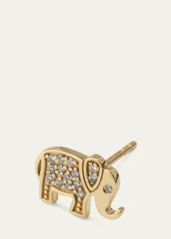 Sydney Evan14k Yellow Gold Diamond Elephant Stud Earring, Single