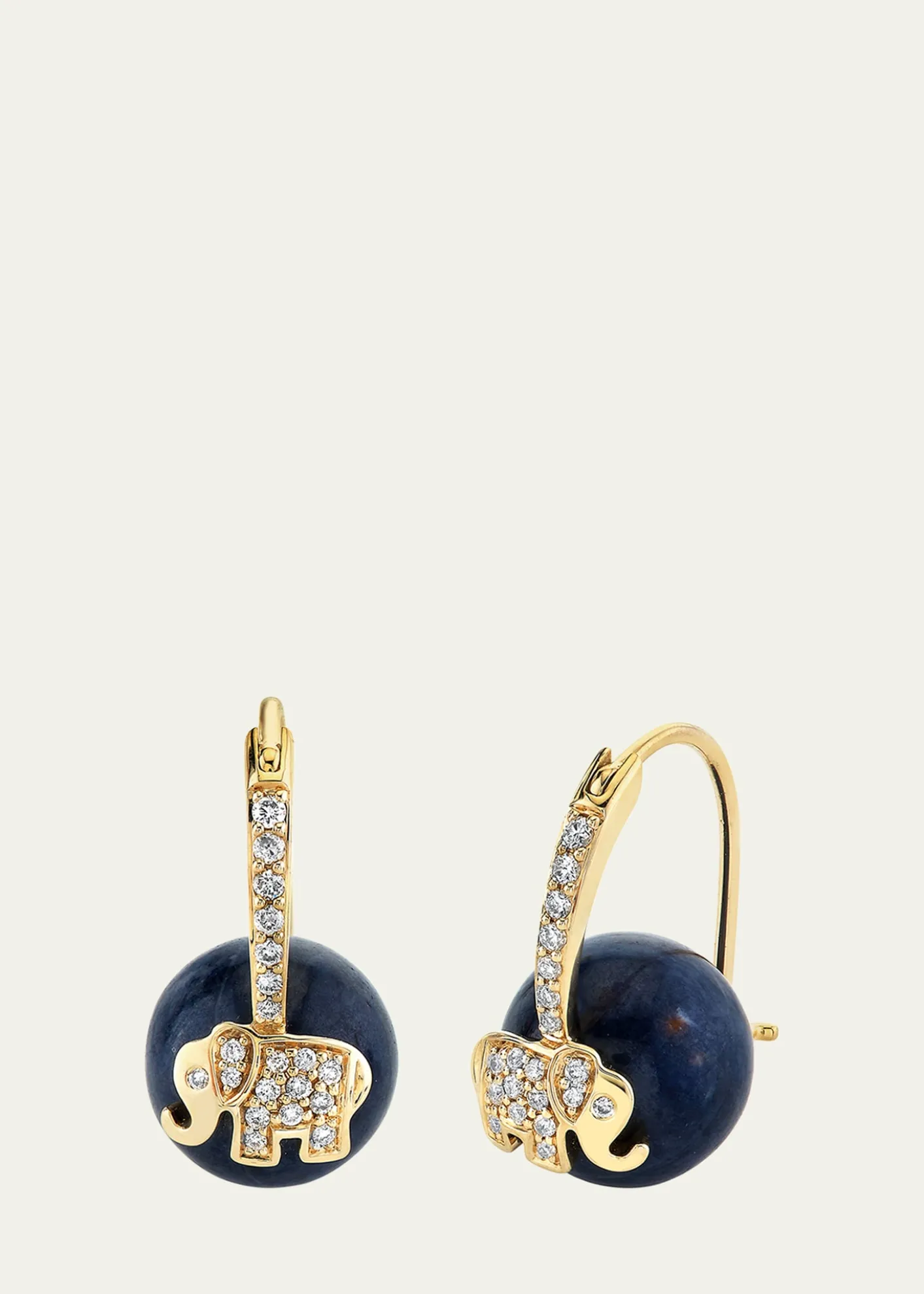 Sydney Evan14K Yellow Gold Diamond and Elephant Bead Earrings