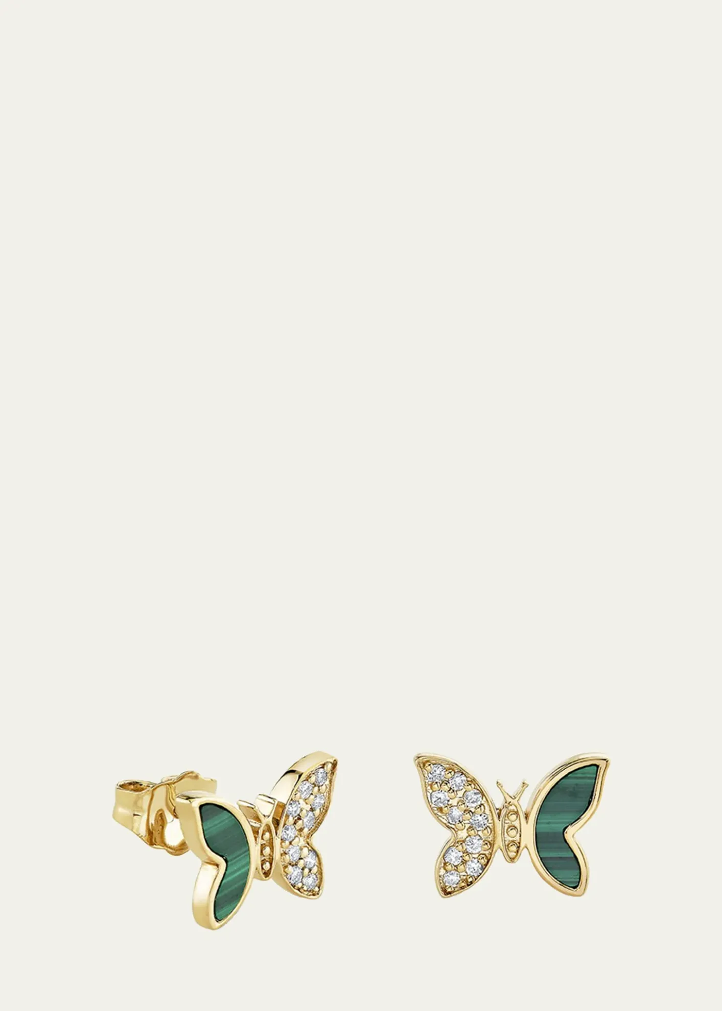 Sydney Evan14K Yellow Gold Diamond and Malachite Butterfly Earring, Single