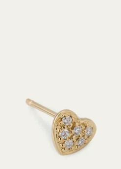 Sydney Evan14K Yellow Gold Diamond Mini Heart Earring, Single