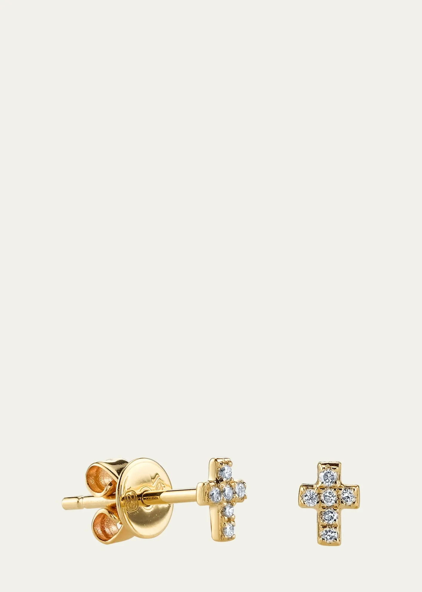 Sydney Evan14K Yellow Gold Diamond Cross Earring, Single