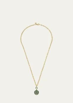 Sydney Evan14K Yellow Gold Emerald Happy Face Pendant Necklace