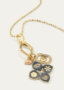 Sydney Evan14K Yellow Gold Enamel Icon Moroccan Flower Pendant Necklace with Diamonds