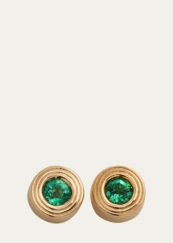 Sydney Evan14k Yellow Gold Fluted Emerald Stud Earrings