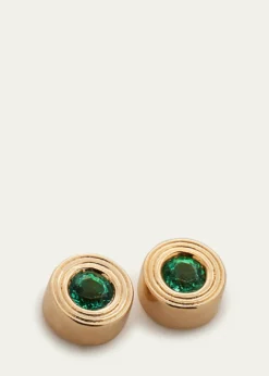 Sydney Evan14k Yellow Gold Fluted Emerald Stud Earrings