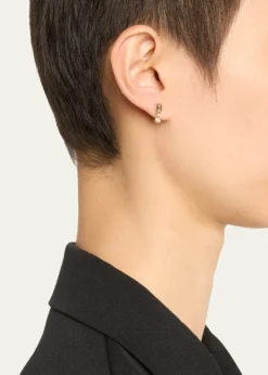 Sydney Evan14K Yellow Gold Fluted Baguette Stud Earrings with Round Drop