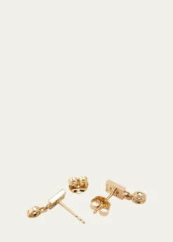 Sydney Evan14K Yellow Gold Fluted Baguette Stud Earrings with Round Drop