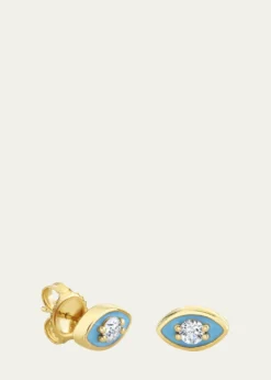 Sydney Evan14K Yellow Gold Large Enamel Marquise Evil Eye Stud Single Earring