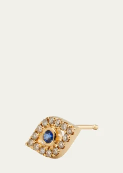 Sydney Evan14K Yellow Gold Large Sapphire Bezel Eye Stud Earring, Single