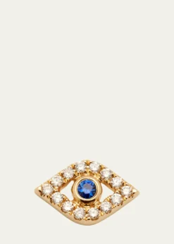 Sydney Evan14K Yellow Gold Large Sapphire Bezel Eye Stud Earring, Single