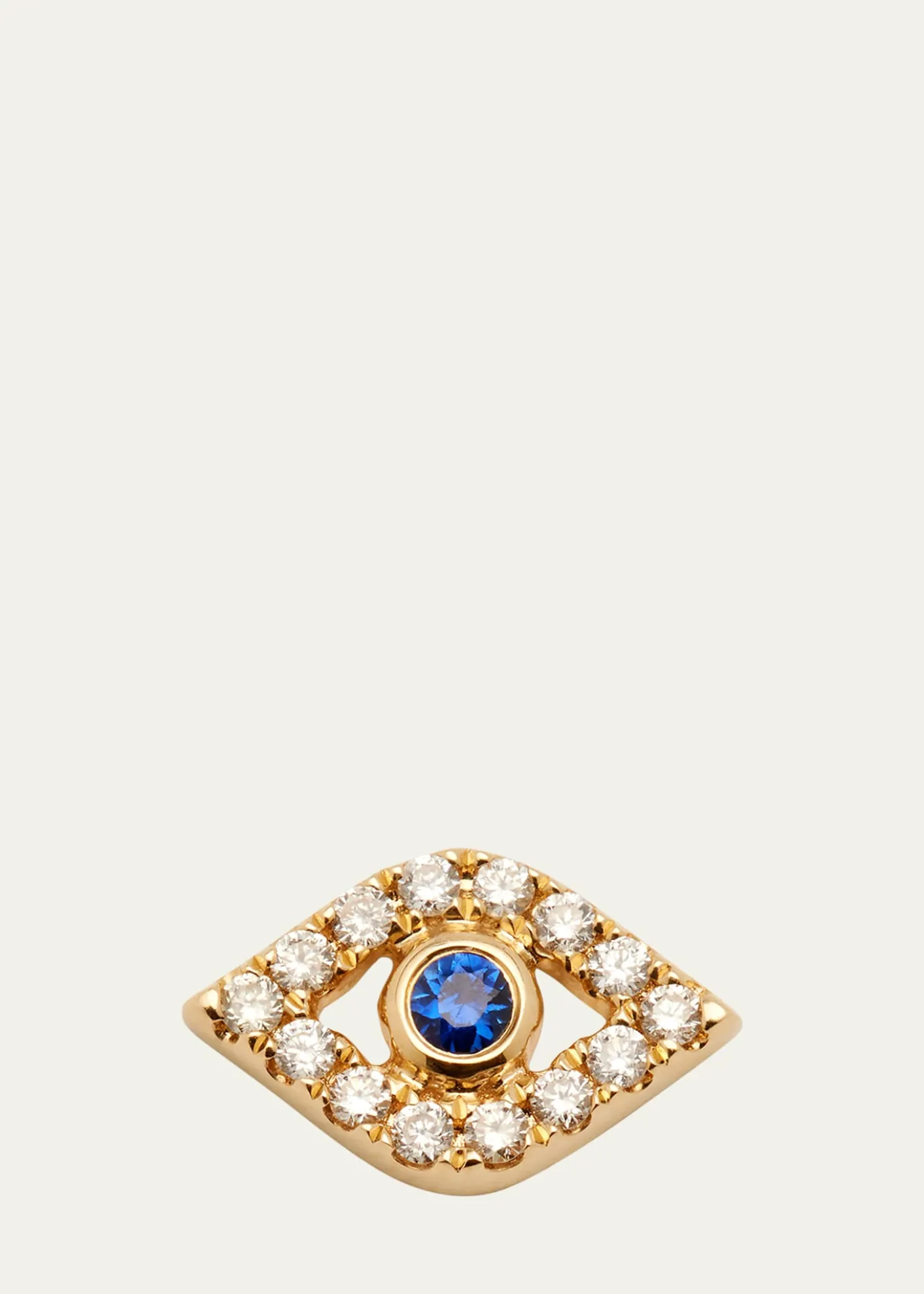 Sydney Evan14K Yellow Gold Large Sapphire Bezel Eye Stud Earring, Single