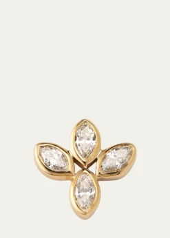 Sydney Evan14K Yellow Gold Marquise Diamond Flower Stud Earring, Single