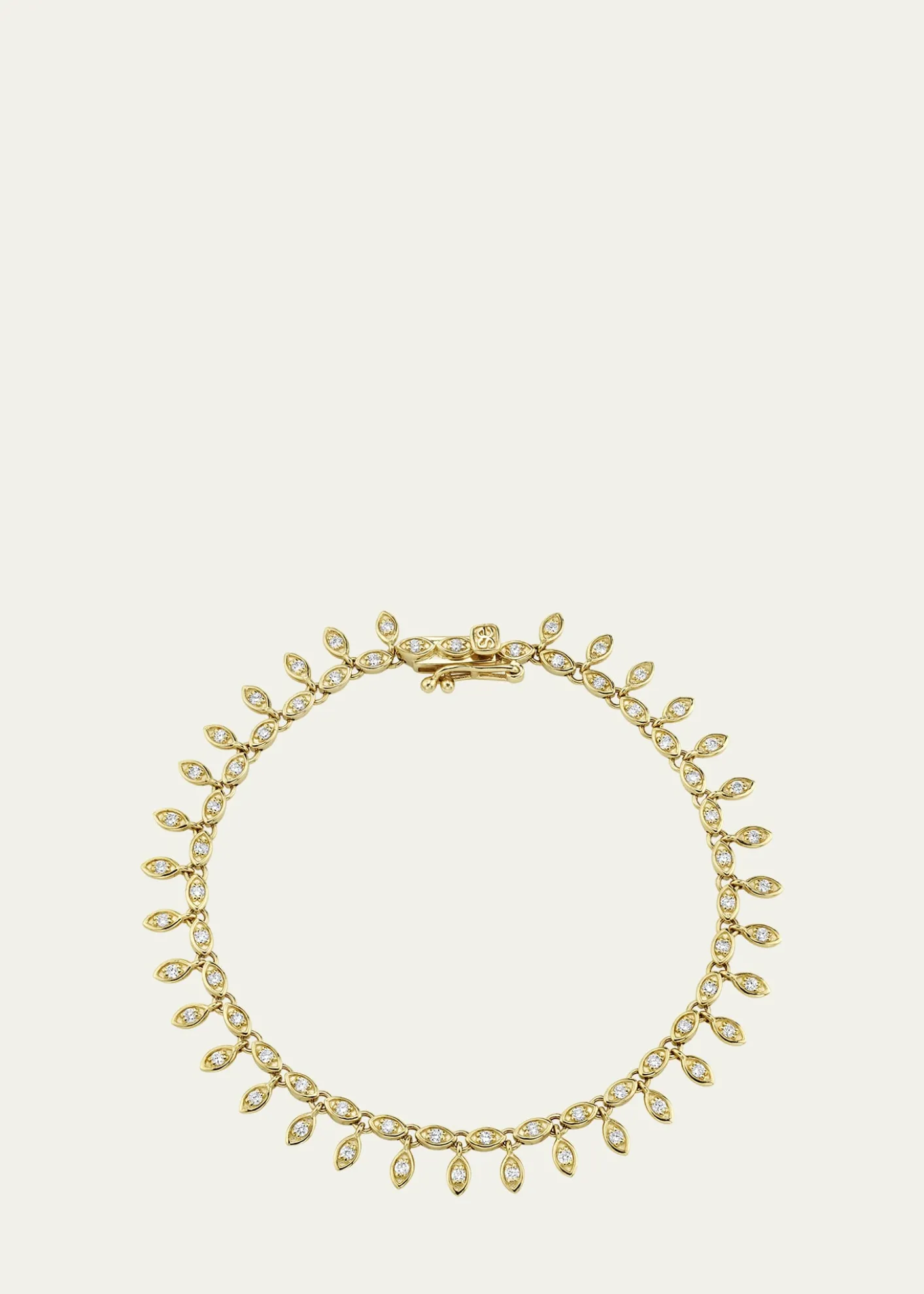 Sydney Evan14K Yellow Gold Marquis Eye Eternity Fringe Bracelet with Diamonds