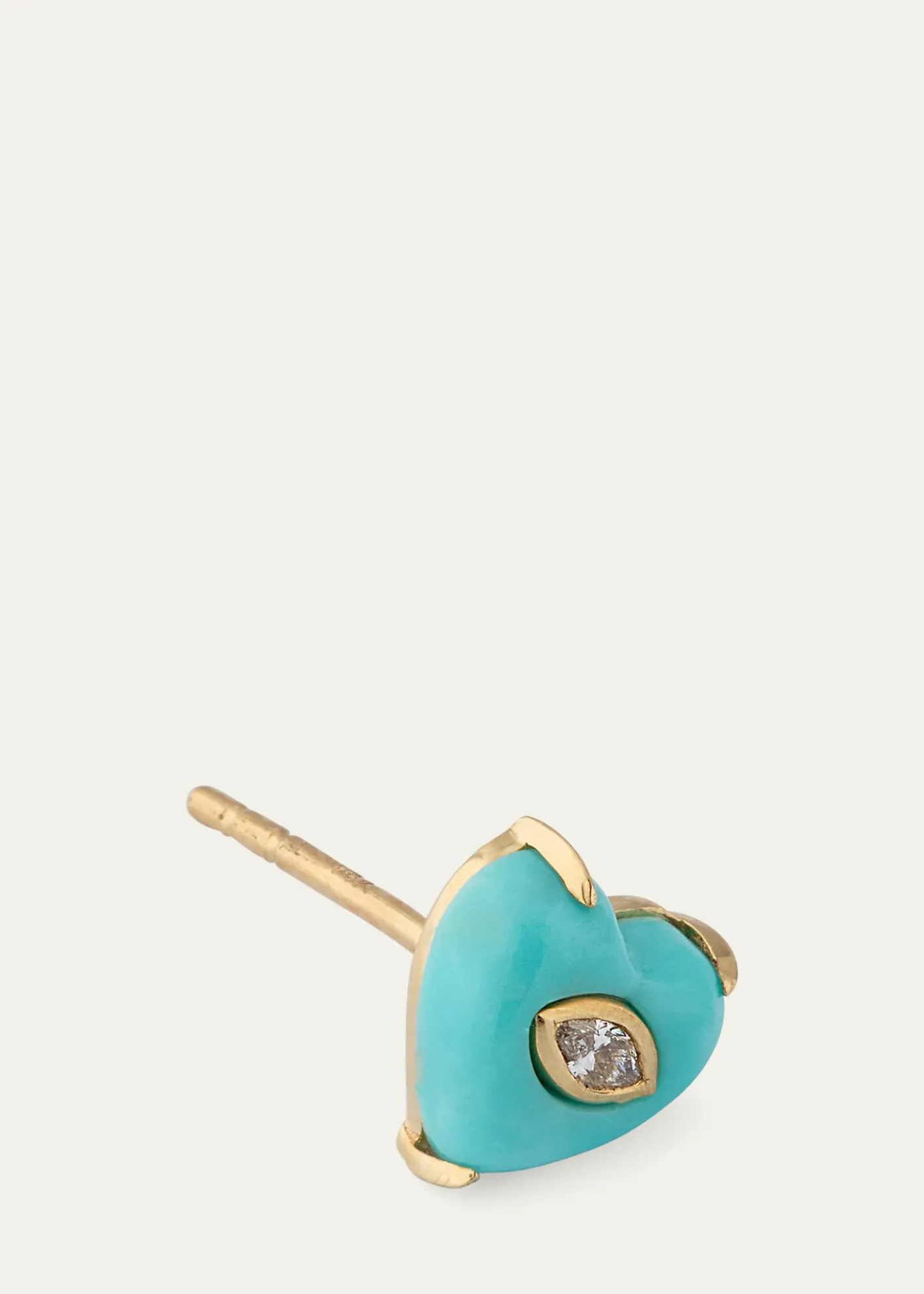 Sydney Evan14K Yellow Gold Marquis Diamond and Turquoise Heart Earring, Single