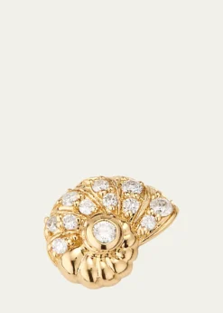 Sydney Evan14k Yellow Gold Nautilus Shell Stud Earrings With Diamonds