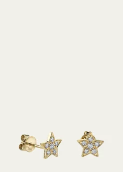 Sydney Evan14K Yellow Gold Pavé Diamond Star Stud Earrings