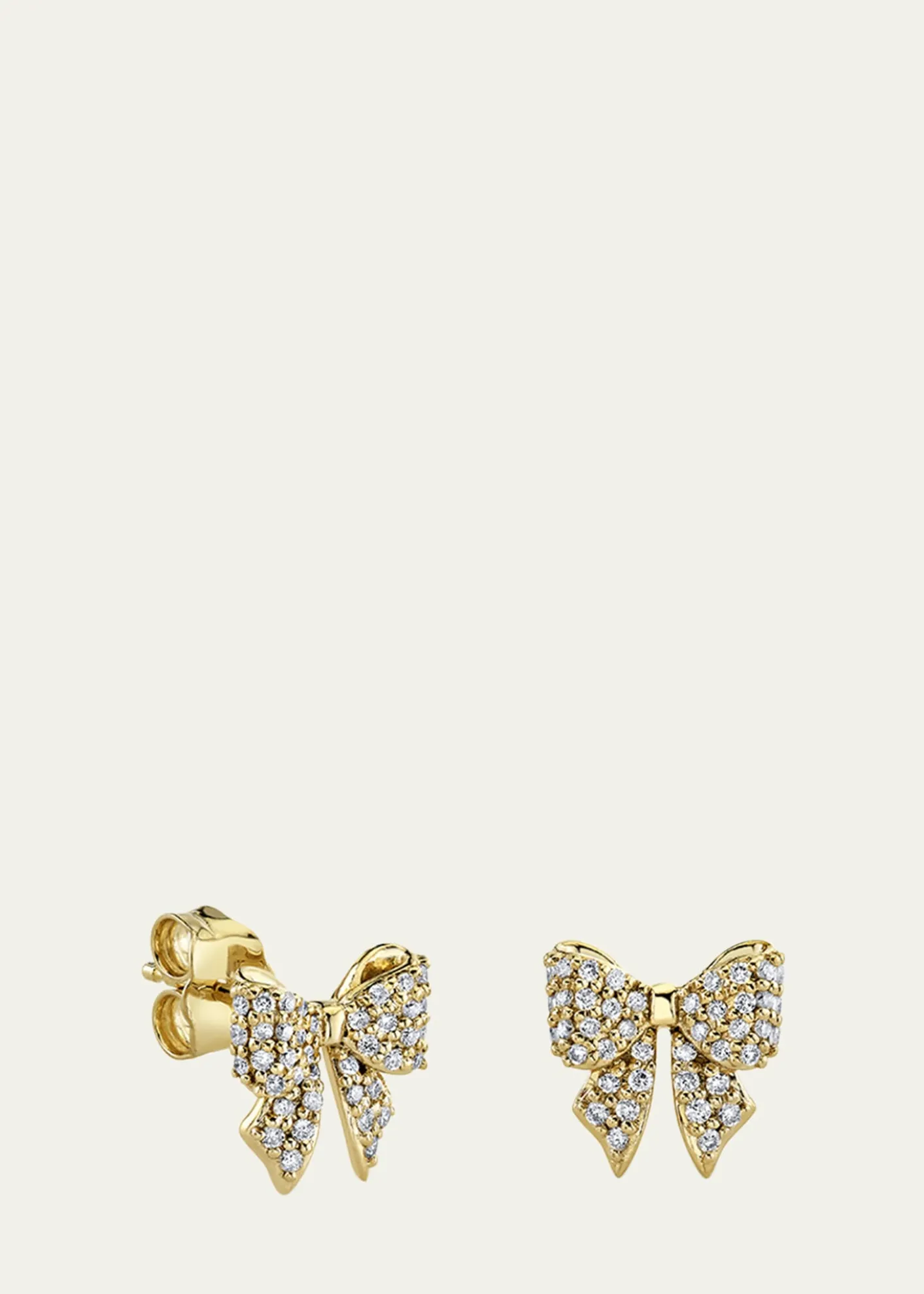 Sydney Evan14K Yellow Gold Pave Diamond Bow Stud Earrings