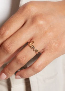 Sydney Evan14k Yellow Gold Pure Love Script Ring