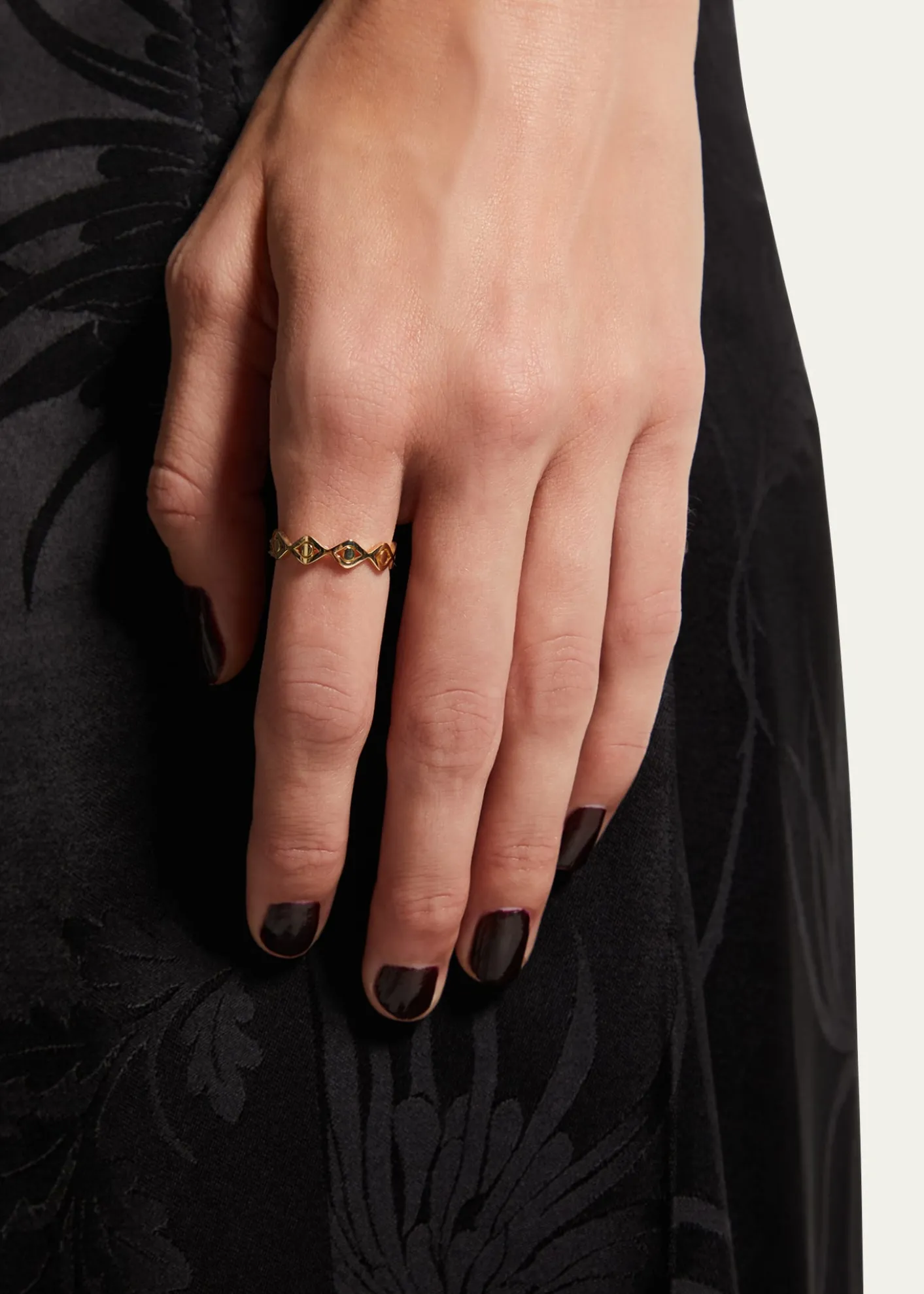 Sydney Evan14k Yellow Gold Small Pure Evil Eye Eternity Ring, Size 6