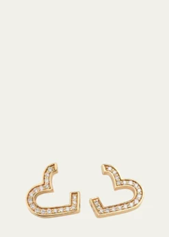 Sydney Evan14K Yellow Gold Small Diamond Pave Heart Wrap Hoop Earrings
