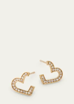Sydney Evan14K Yellow Gold Small Diamond Pave Heart Wrap Hoop Earrings
