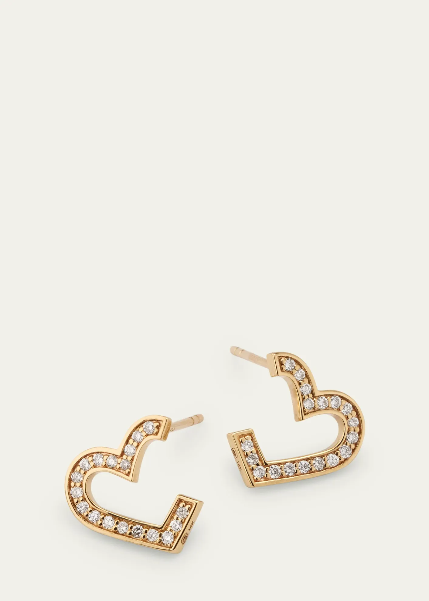 Sydney Evan14K Yellow Gold Small Diamond Pave Heart Wrap Hoop Earrings