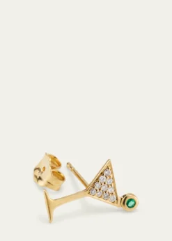 Sydney Evan14K Yellow Gold Small Martini Glass Diamond Stud Earrings