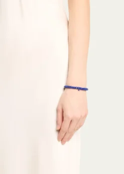 Sydney Evan14K Yellow Gold Tiny Carved Lapis Evil Eye Charm on Lapis Rondelle Bracelet