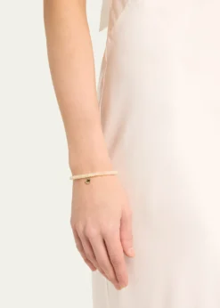 Sydney Evan14K Yellow Gold Tiny Elephant Coin Charm on Opal Beaded Bracelet with One Diamond