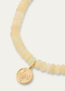 Sydney Evan14K Yellow Gold Tiny Elephant Coin Charm on Opal Beaded Bracelet with One Diamond